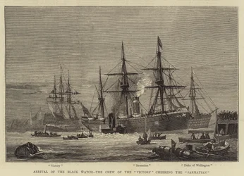 Arrival of the Black Watch, the Crew of the Victory cheering the Sarmatian